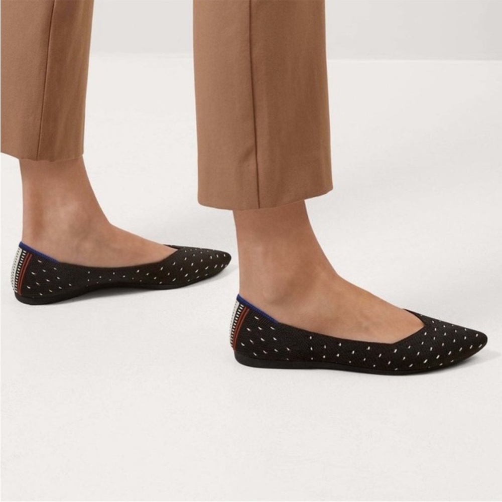 Rothy’s The Point Flats Ivory Dot Retired Discontinued Pattern Size Women’s 12.5